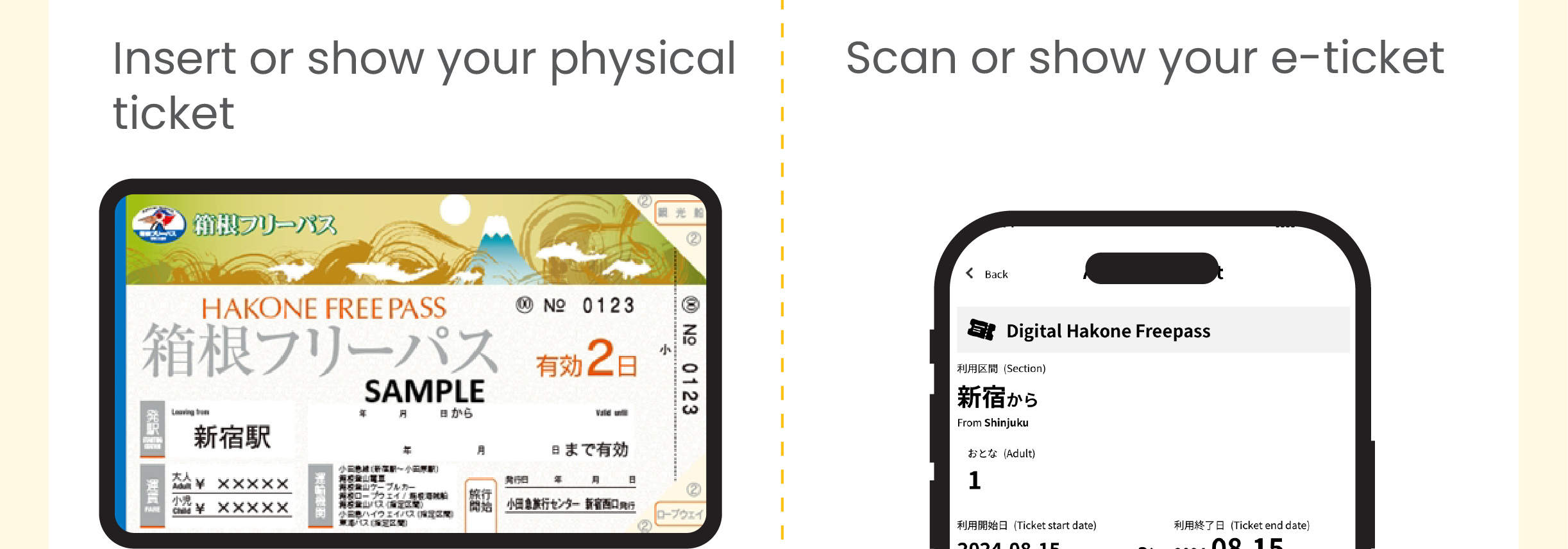 Hakone Freepass - digital vs physical ticket