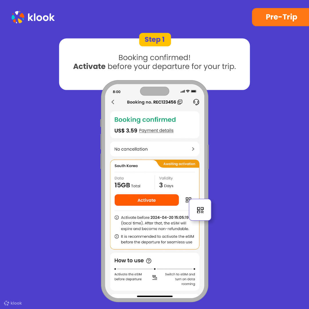 esim europe  - Activate in Klook App